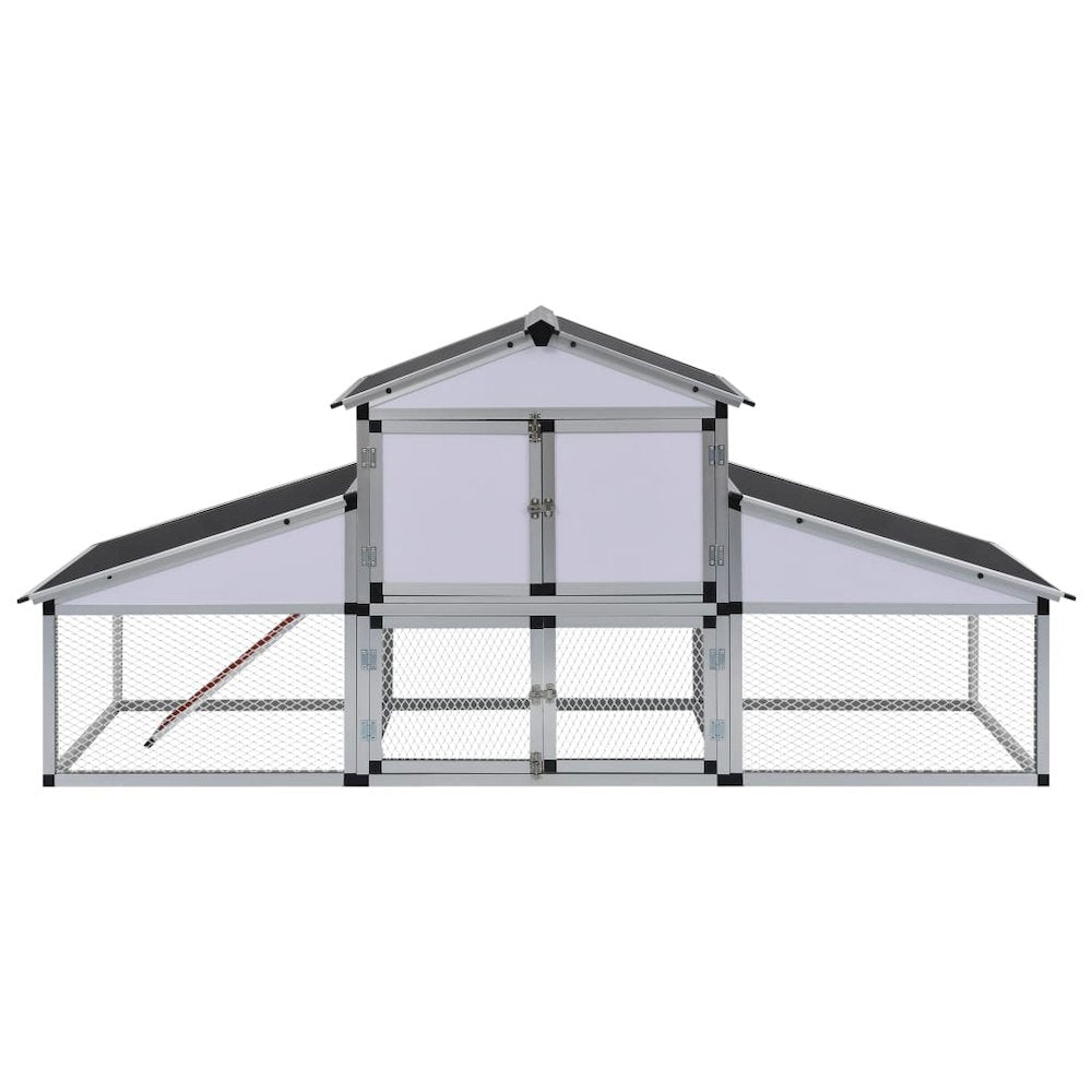 Chicken Coop Silver, Black Aluminum, Iron Wire Mesh, Mdf Large