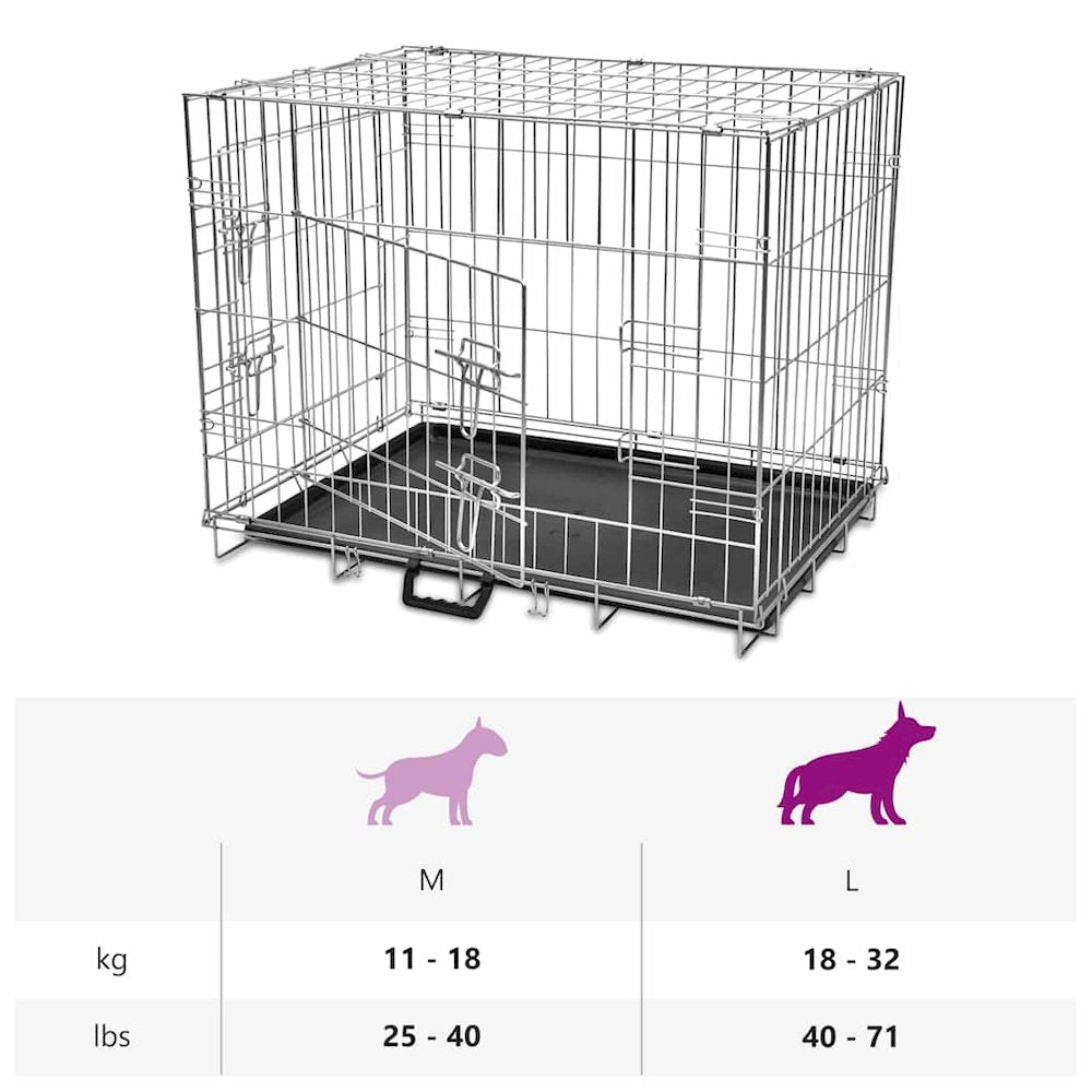 Dog Crate Silver, Black Galvanized Steel, Plastic Large Foldable