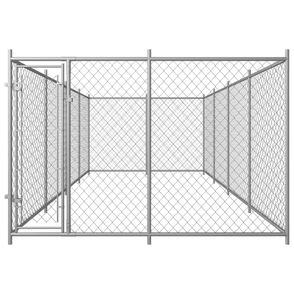 Dog Kennel Silver Galvanized Steel Large Rectangular 150W x 298.8D x 74.4H