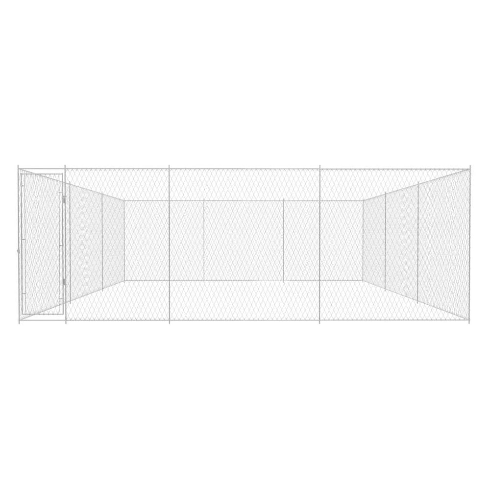 Dog Kennel Silver Galvanized Steel Large Square