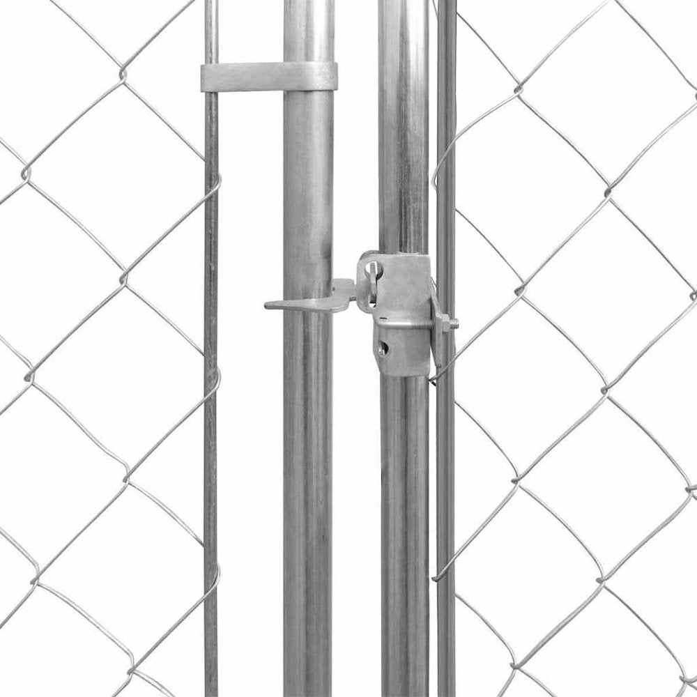 Dog Kennel Silver Galvanized Steel Large Square