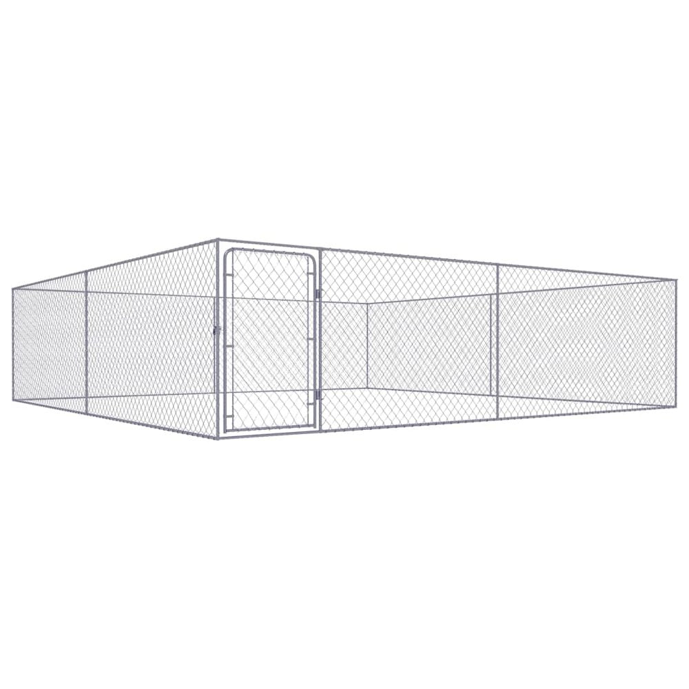 Dog Kennel Silver Galvanized Steel Large Rectangular 157.5W x 157.5D x 39.4H