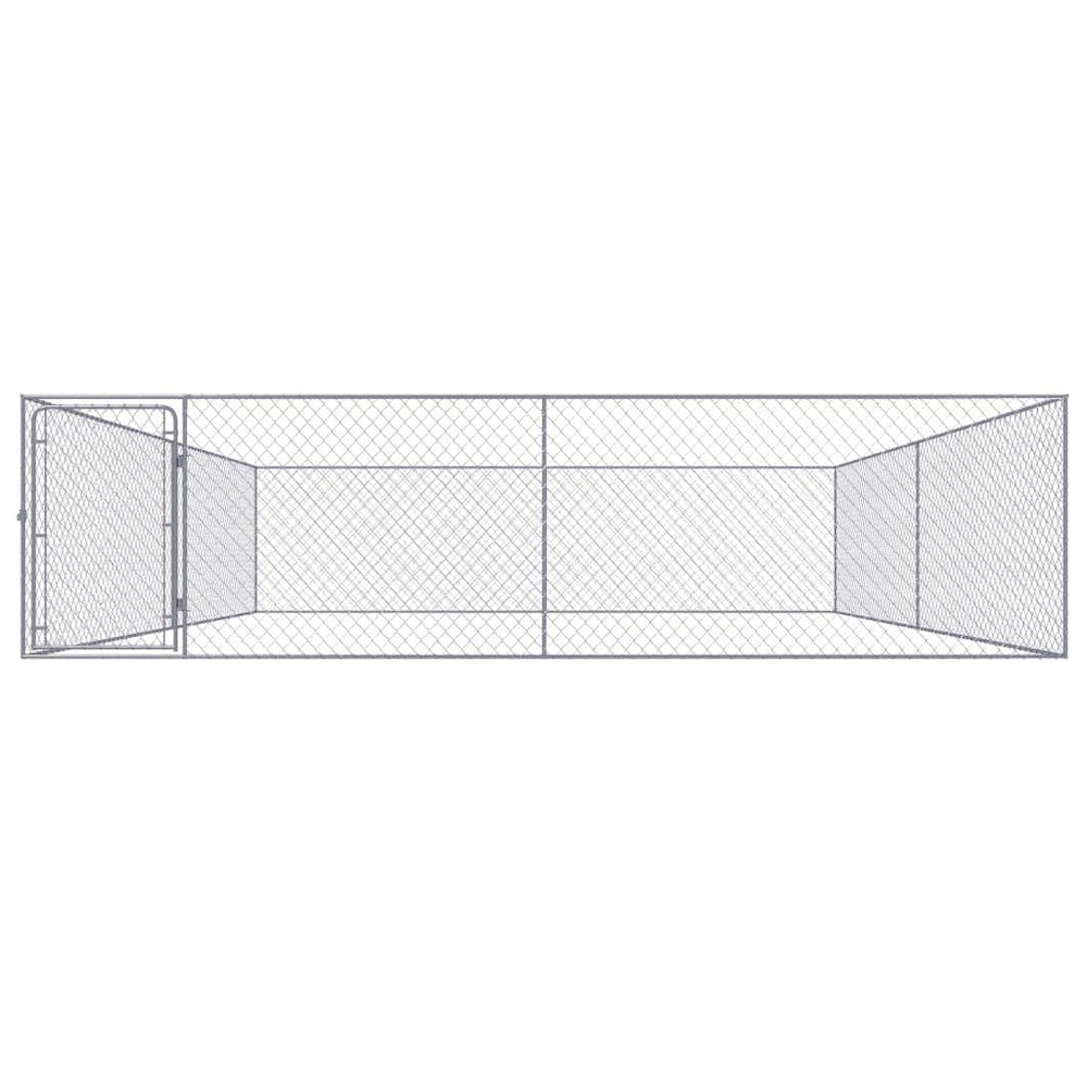 Dog Kennel Silver Galvanized Steel Large Rectangular 157.5W x 157.5D x 39.4H