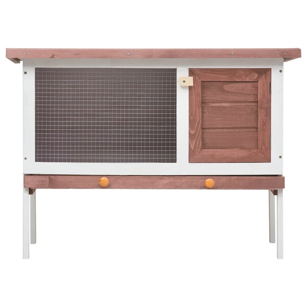 Rabbit Hutch Brown Solid Pine Wood One Size