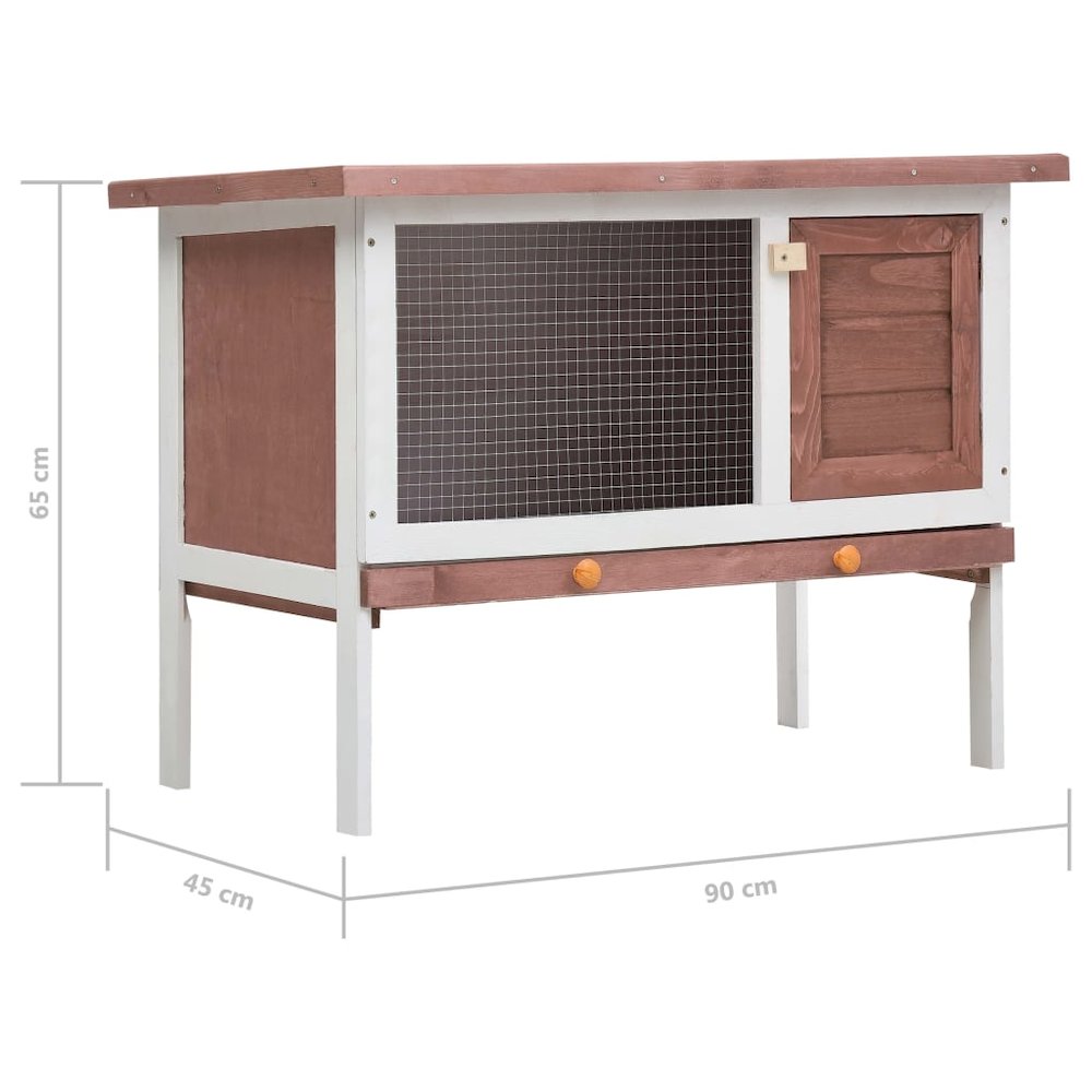 Rabbit Hutch Brown Solid Pine Wood One Size