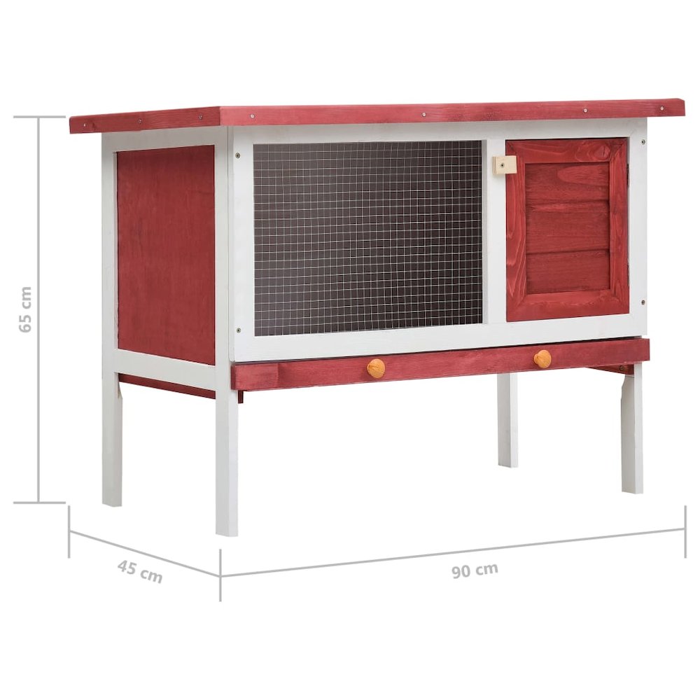 Rabbit Hutch Red Solid Pine Wood One Size Adjustable Armrests
