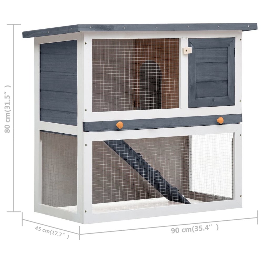 Rabbit Hutch Grey And White 17.7W x 35.4D x 31.5H