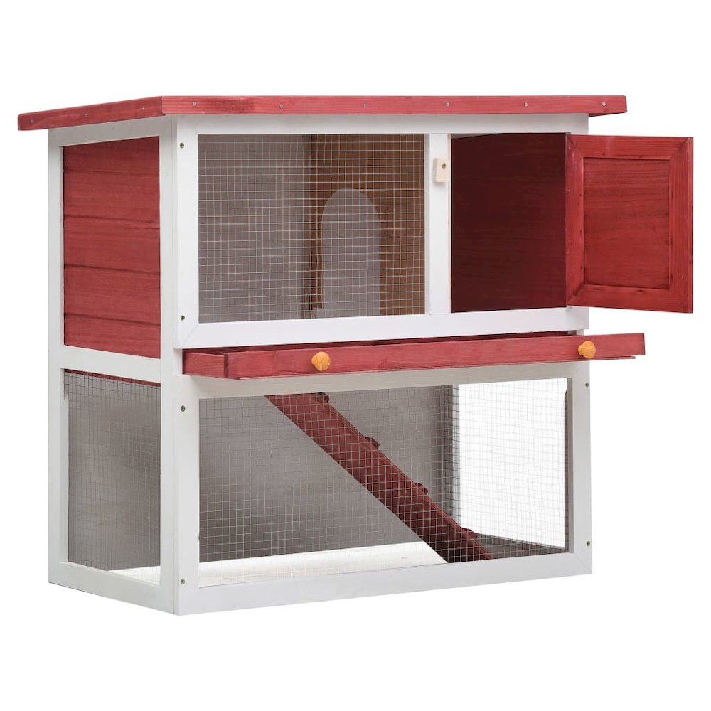 Rabbit Hutch Red Pine Wood Large Durable