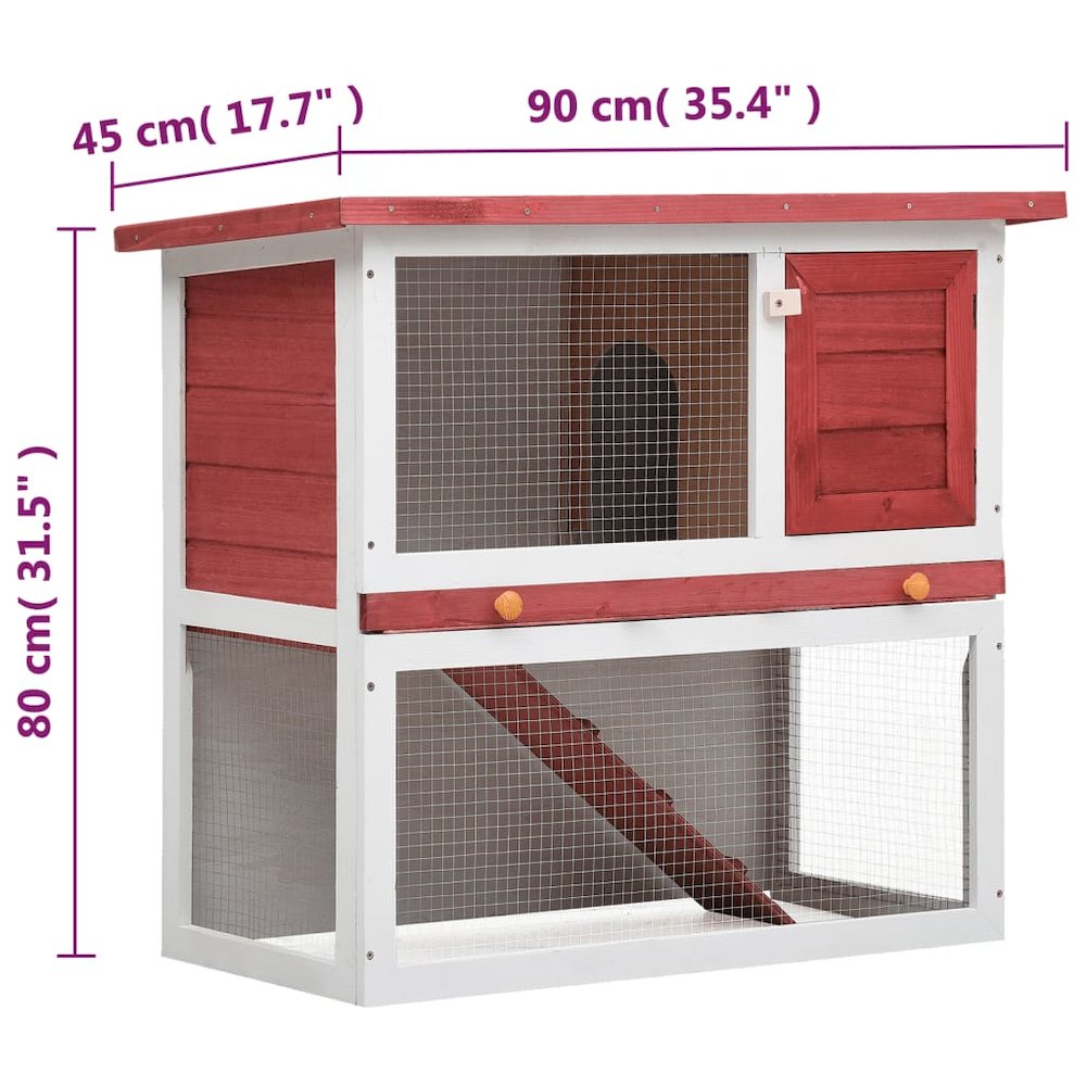 Rabbit Hutch Red Pine Wood Large Durable