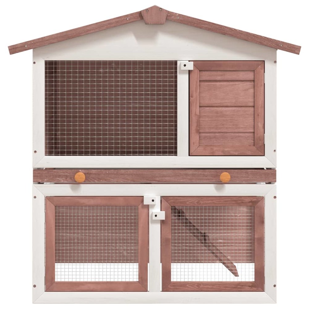 Rabbit Hutch Brown Solid pine wood, Powder-coated iron wire, Plywood