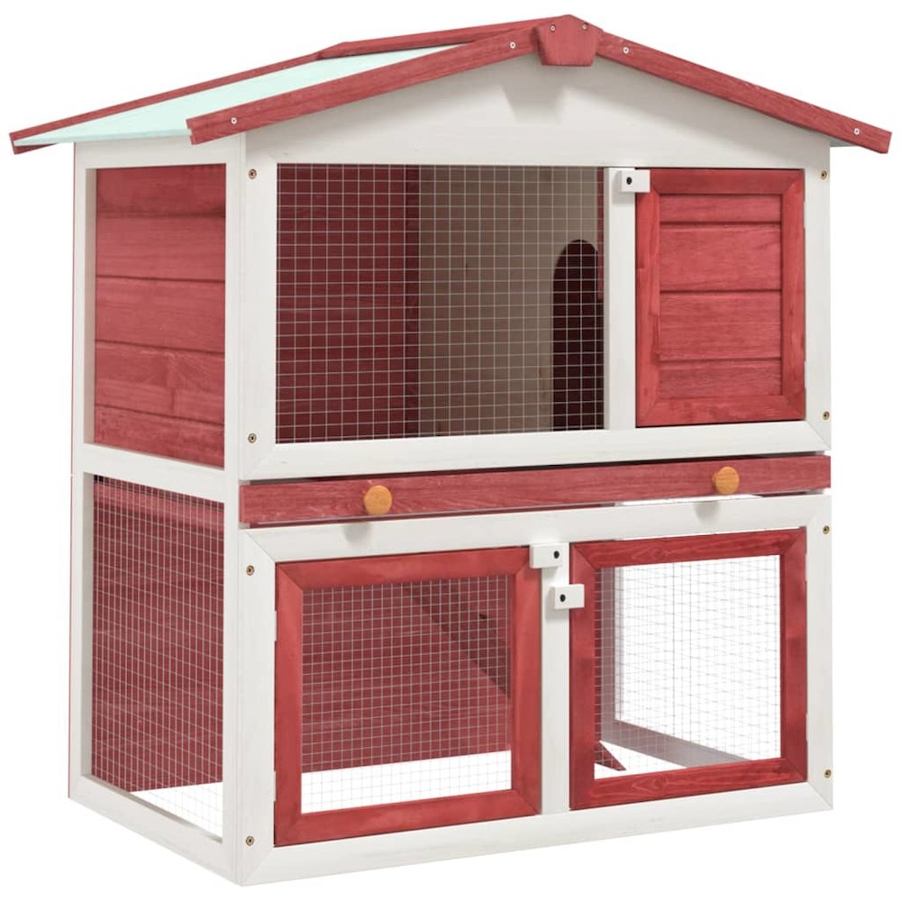 Rabbit Hutch Red And White 23.6W x 37D x 38.6