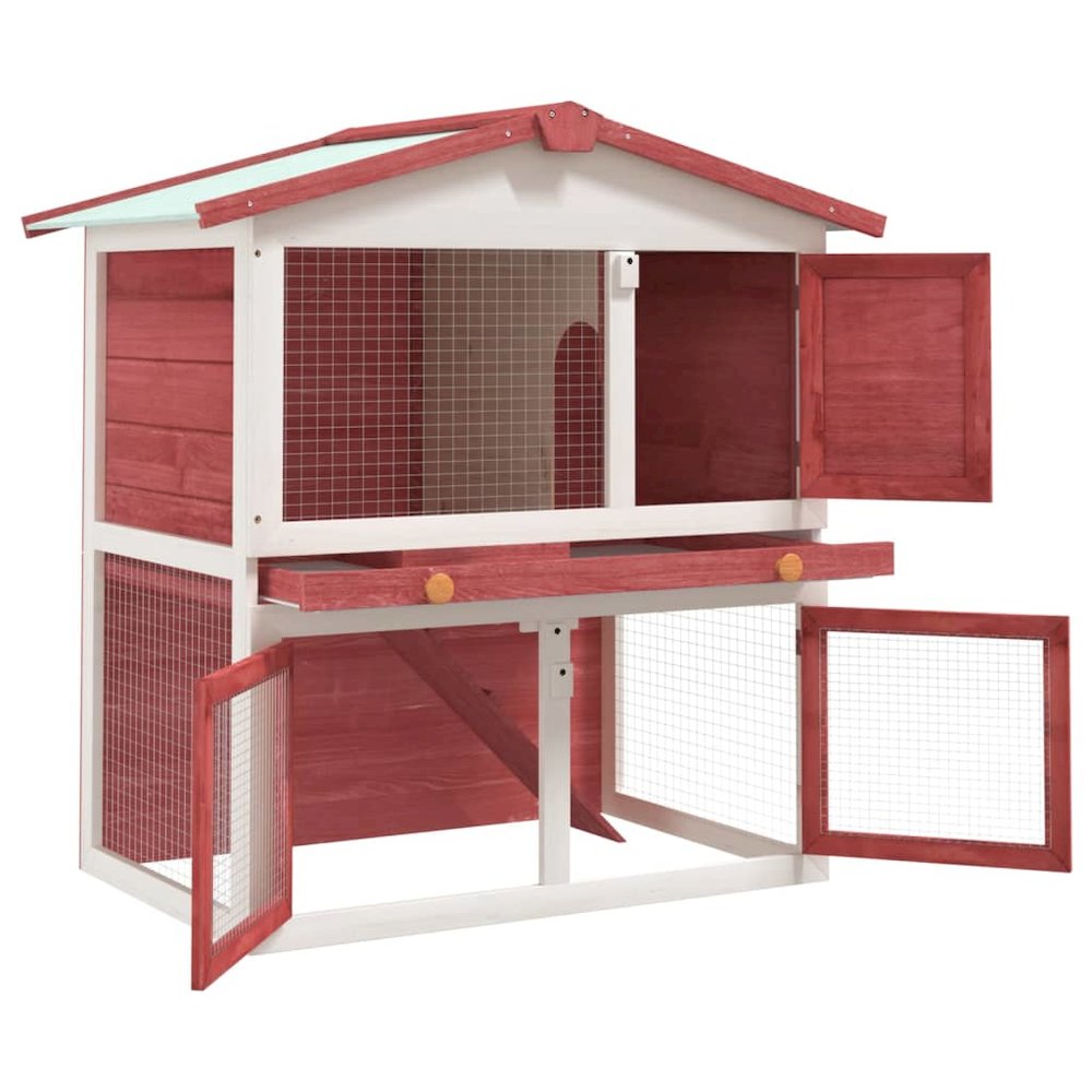 Rabbit Hutch Red And White 23.6W x 37D x 38.6