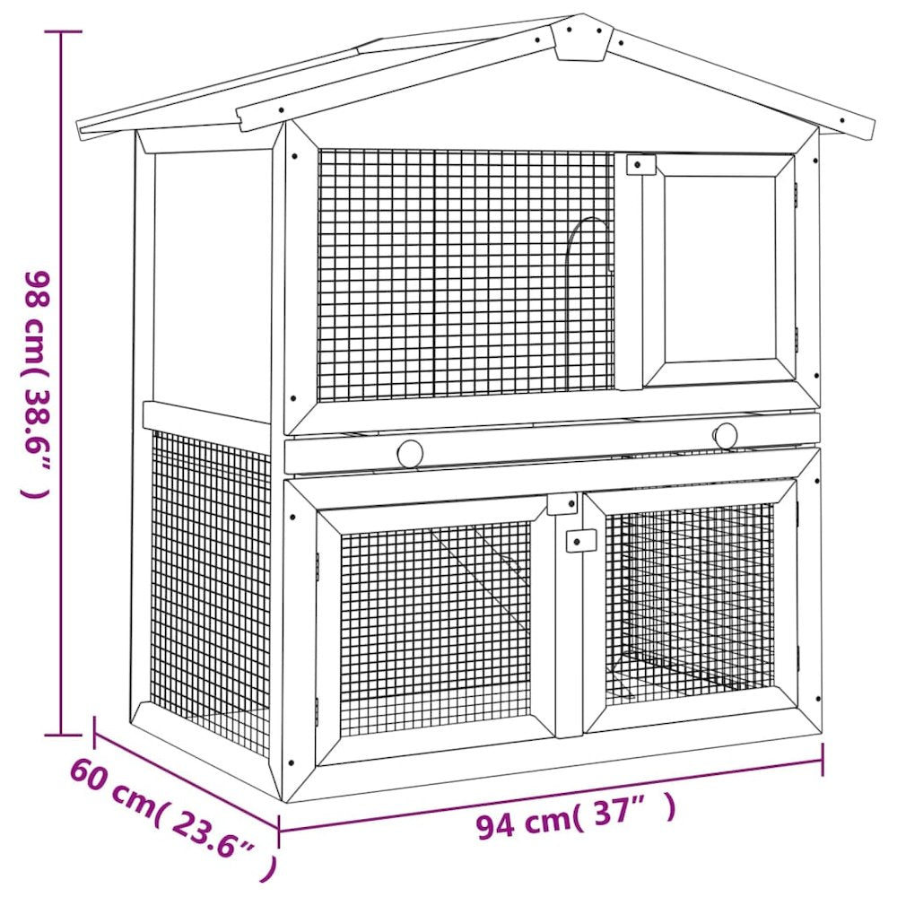 Rabbit Hutch Red And White 23.6W x 37D x 38.6