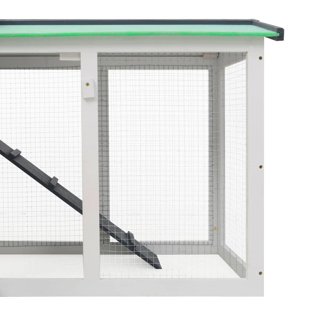 Rabbit Hutch White And Grey Solid Fir Wood Large