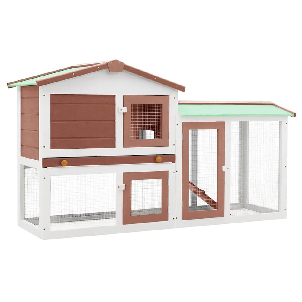 Rabbit Hutch Brown And White Solid Fir Wood, Plywood Large