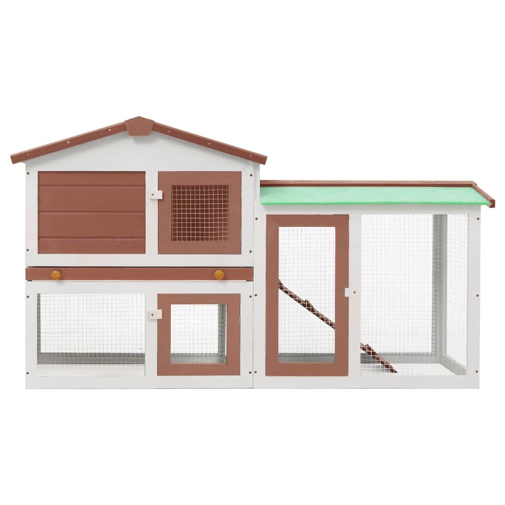 Rabbit Hutch Brown And White Solid Fir Wood, Plywood Large