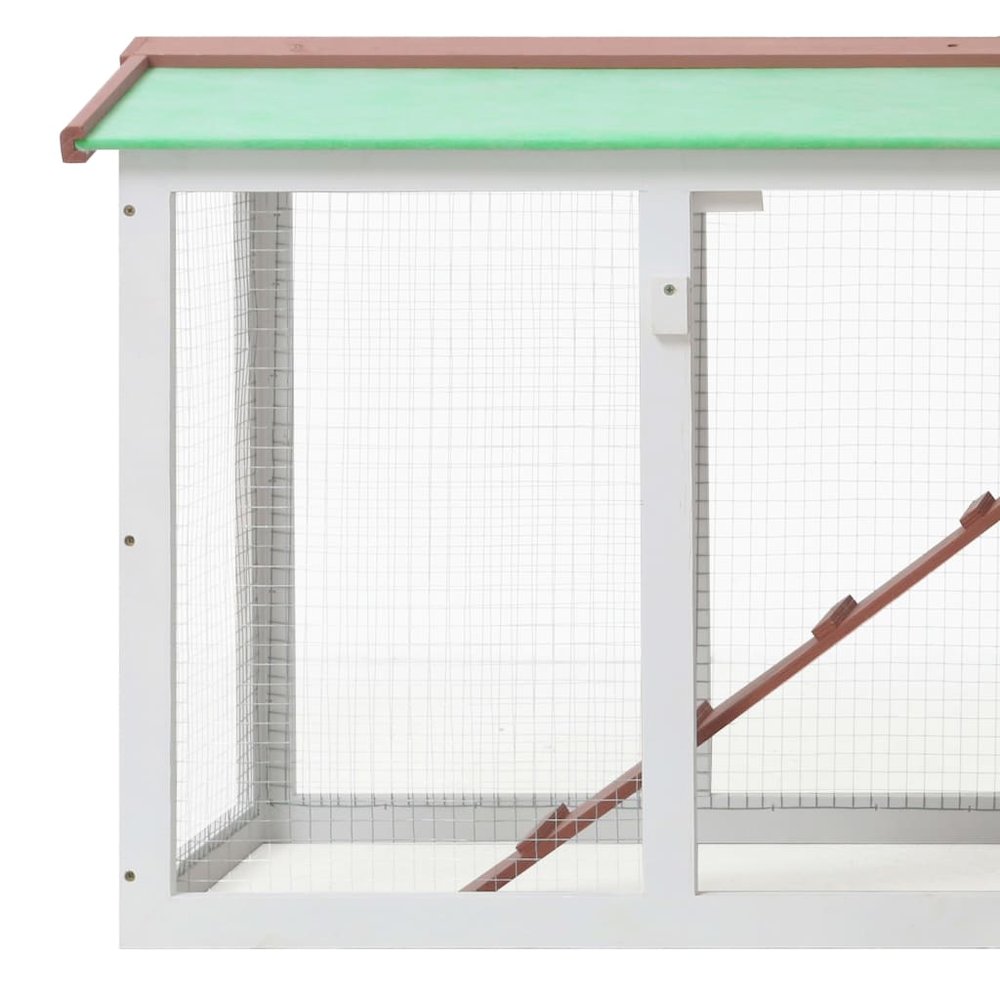 Rabbit Hutch Brown And White Solid Fir Wood, Plywood Large