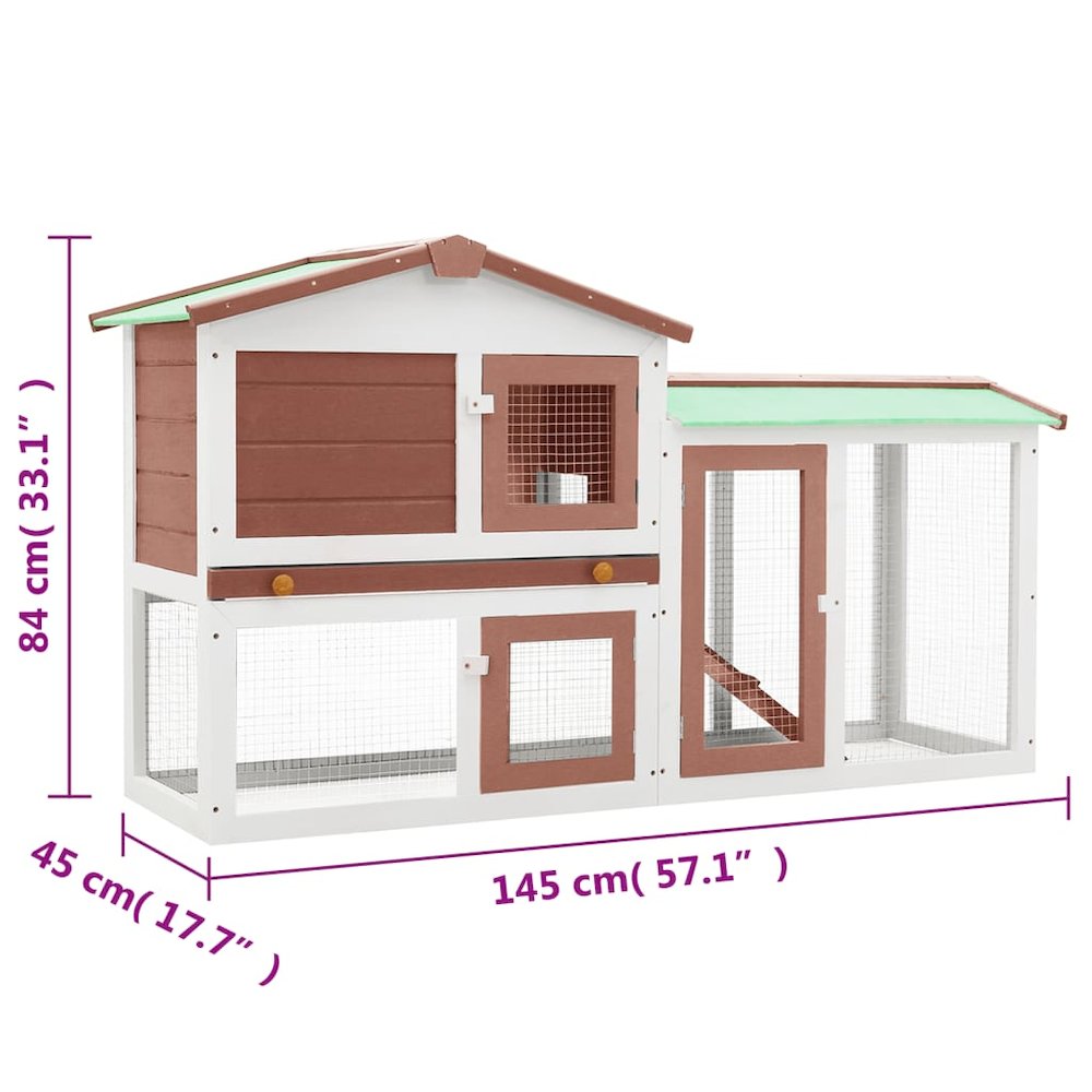 Rabbit Hutch Brown And White Solid Fir Wood, Plywood Large