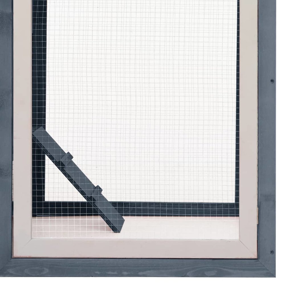 Rabbit Hutch Grey, Green Solid Pine Wood, Fir Wood, Iron Wire Mesh