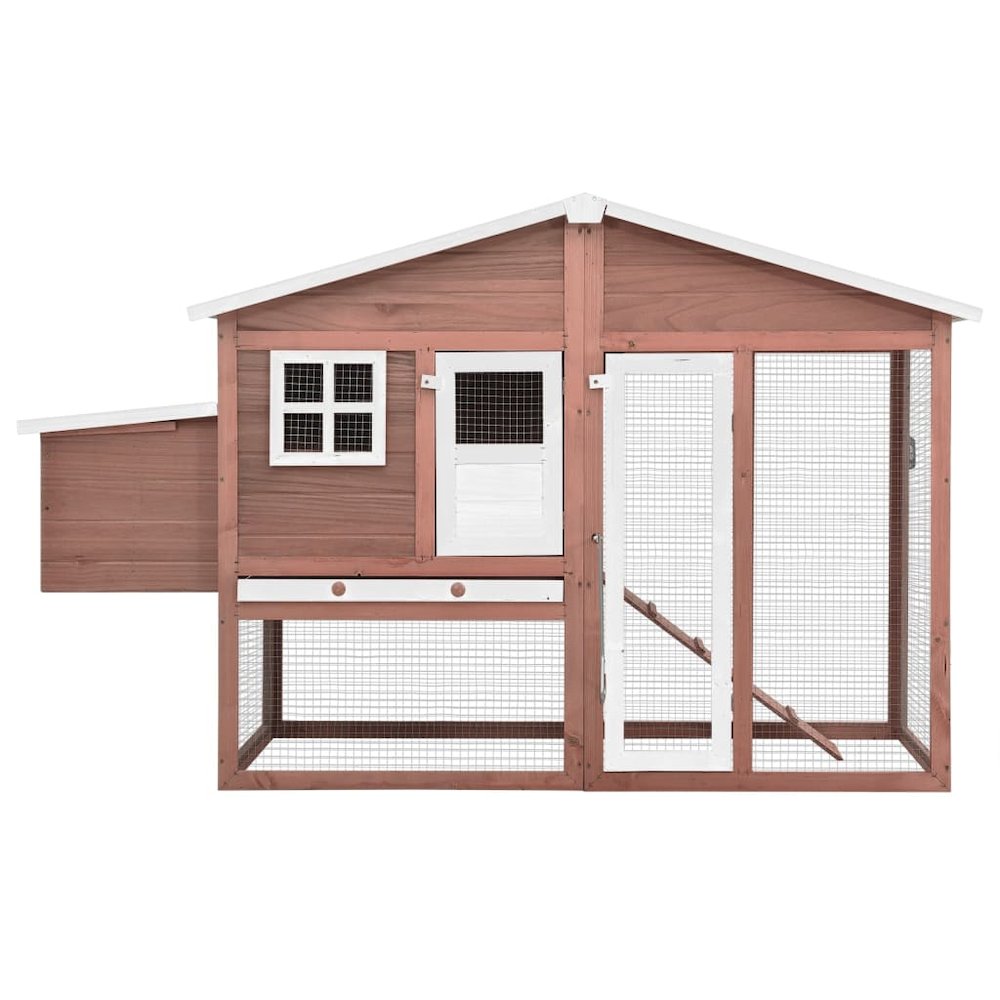 Chicken Coop Mocha And White Solid Fir Wood Large Pull-Out