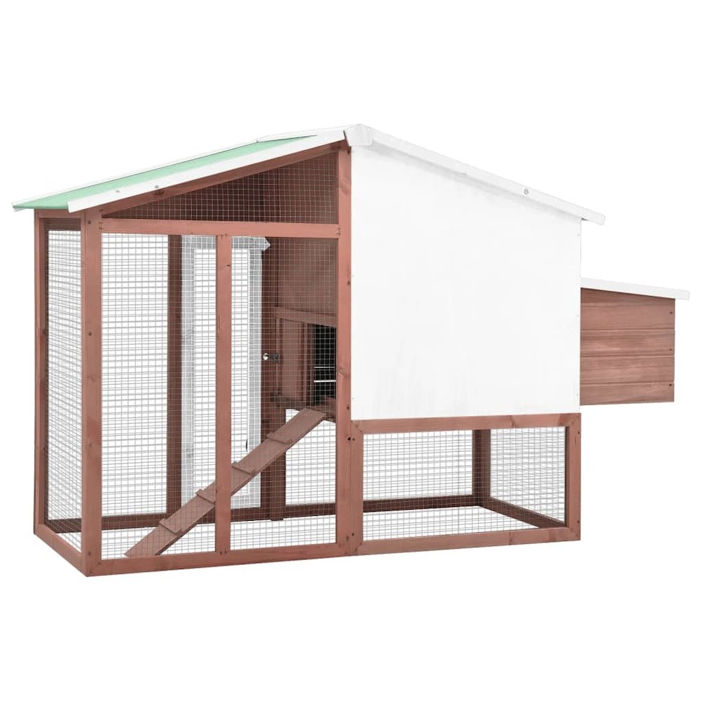 Chicken Coop Mocha And White Solid Fir Wood Large Pull-Out
