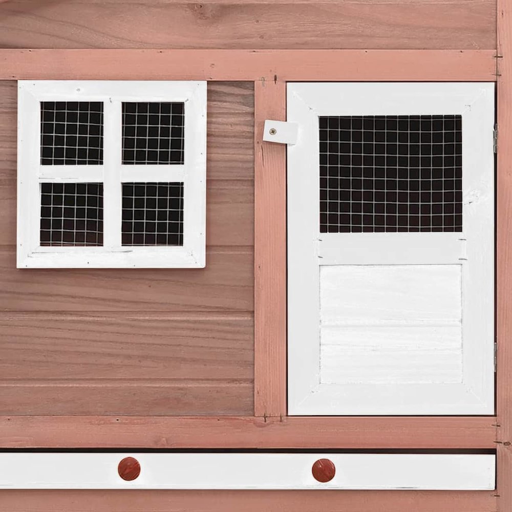 Chicken Coop Mocha And White Solid Fir Wood Large Pull-Out