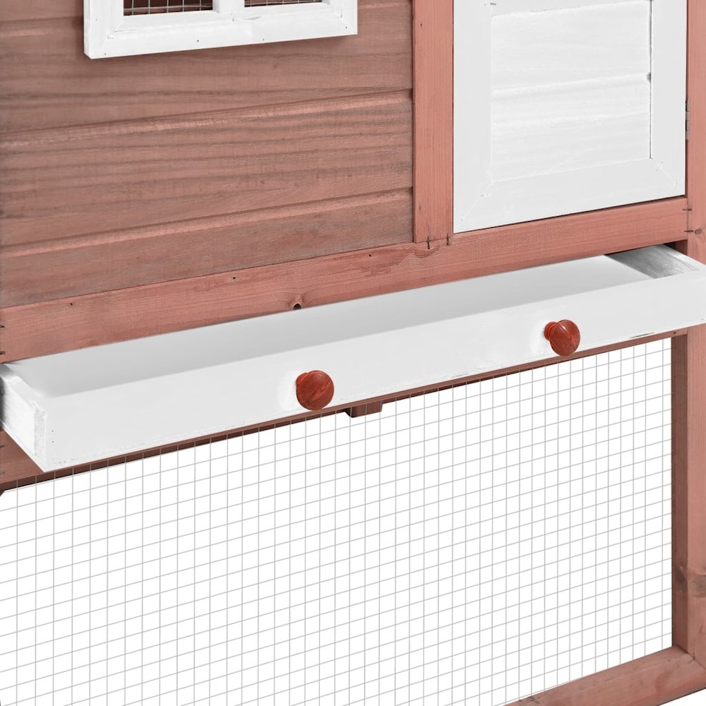 Chicken Coop Mocha And White Solid Fir Wood Large Pull-Out