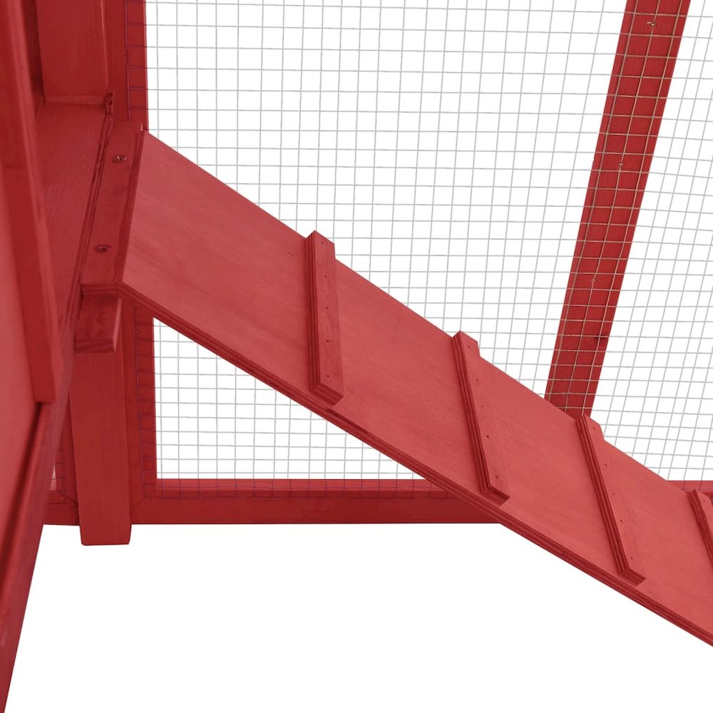 Chicken Coop Red And White Solid Fir Wood, Plywood, Galvanized Steel