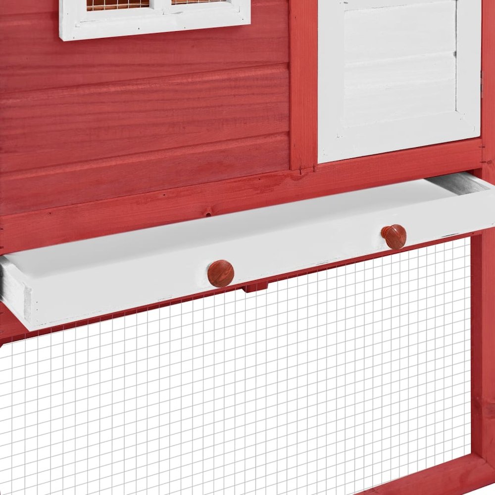 Chicken Coop Red And White Solid Fir Wood, Plywood, Galvanized Steel