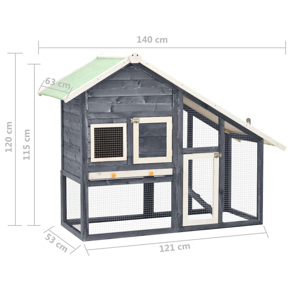 Rabbit Hutch Grey And White 24.8W x 55.1D x 47.2H