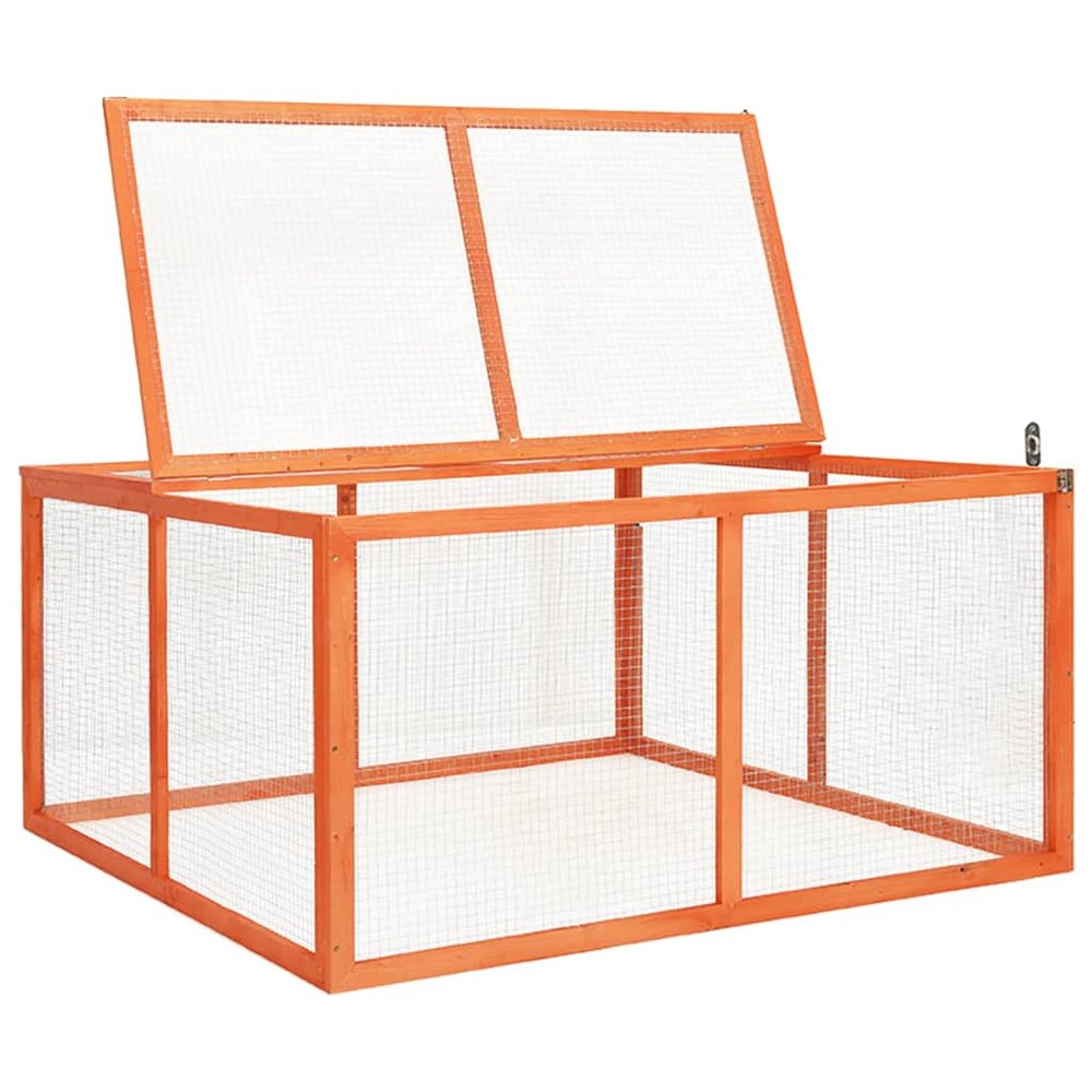 Rabbit Hutch Orange Solid Firwood, Steel Wire Medium Durable