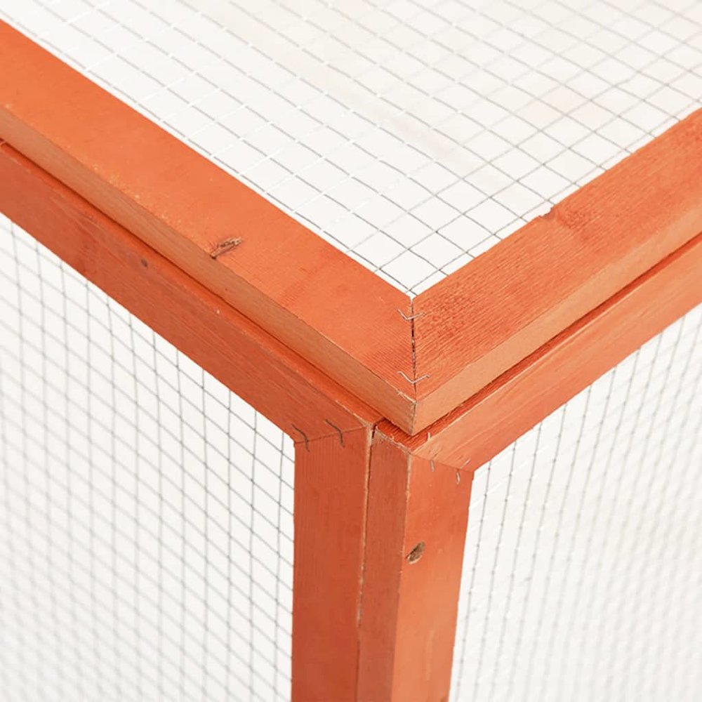 Rabbit Hutch Orange Solid Firwood, Steel Wire Medium Durable