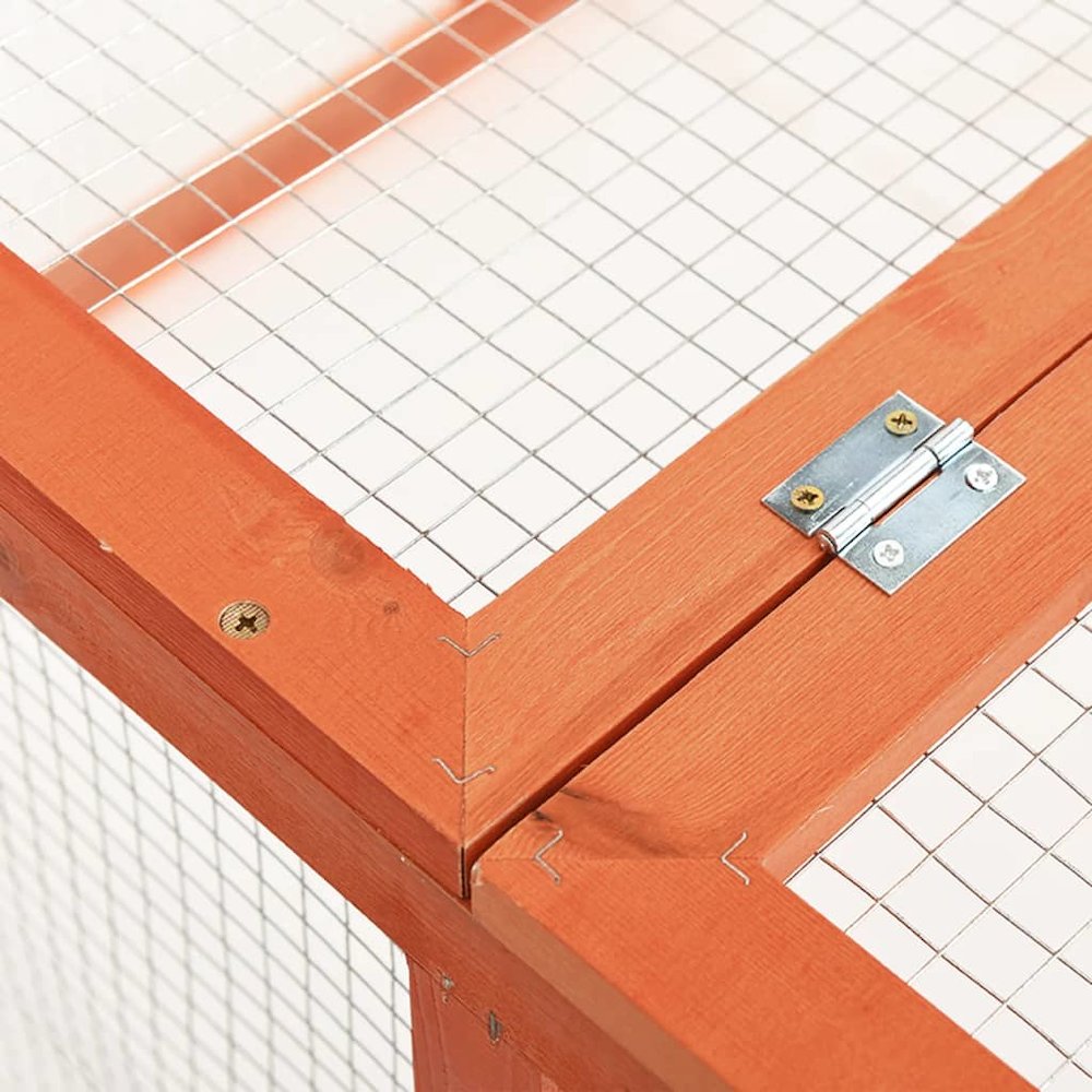 Rabbit Hutch Orange Solid Firwood, Steel Wire Medium Durable