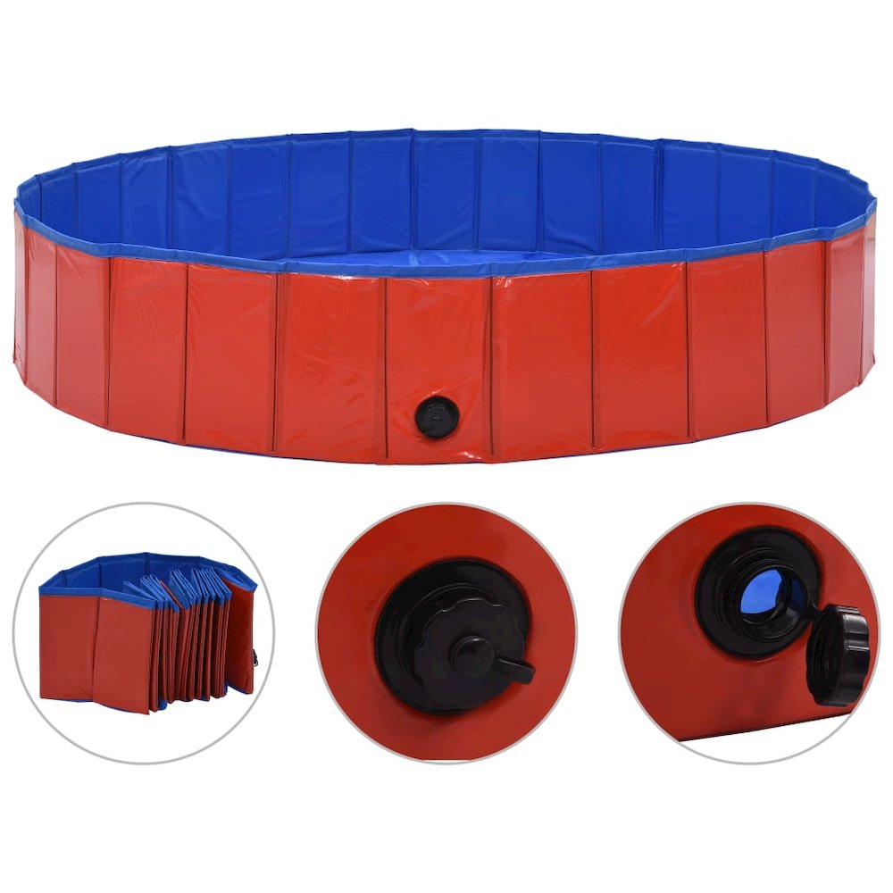 Dog Swimming Pool Red Pvc Foldable