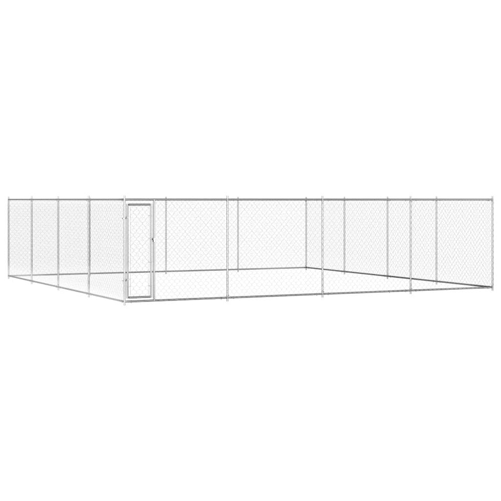 Dog Kennel Silver Galvanized Steel Extra Large Rugged