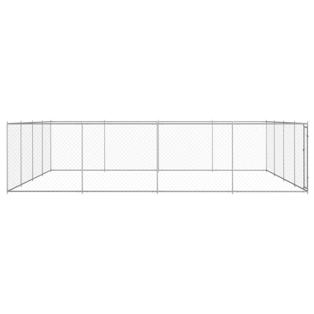 Dog Kennel Silver Galvanized Steel Extra Large Rugged