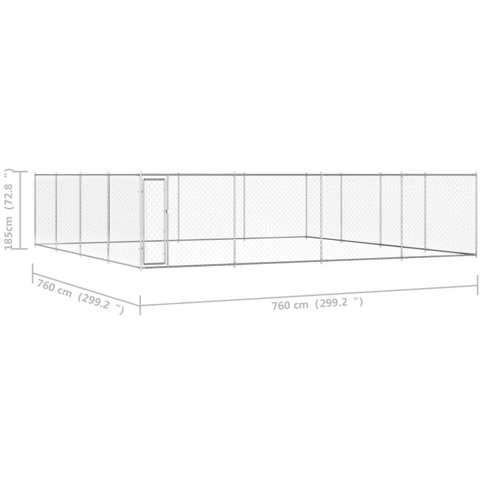 Dog Kennel Silver Galvanized Steel Extra Large Rugged
