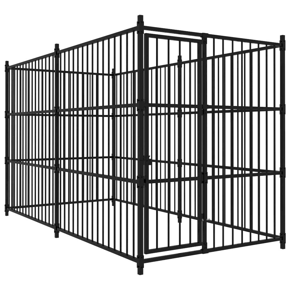 Dog Kennel Black Steel Large Durable Dog Kennel Rectangular