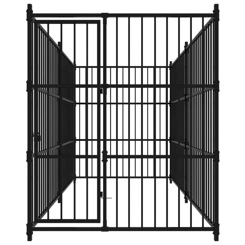 Dog Kennel Black Steel Large Durable Dog Kennel Rectangular