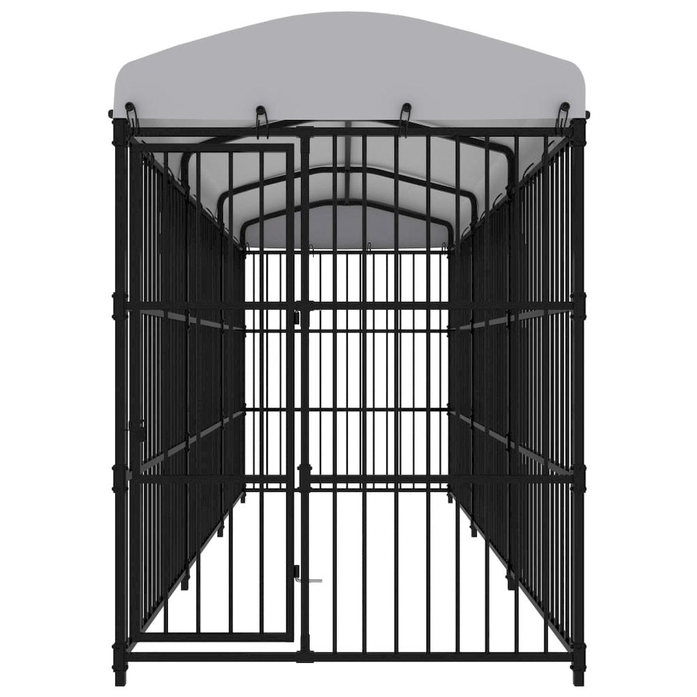 Dog Kennel Black And White Steel, Polyethylene Large Durable