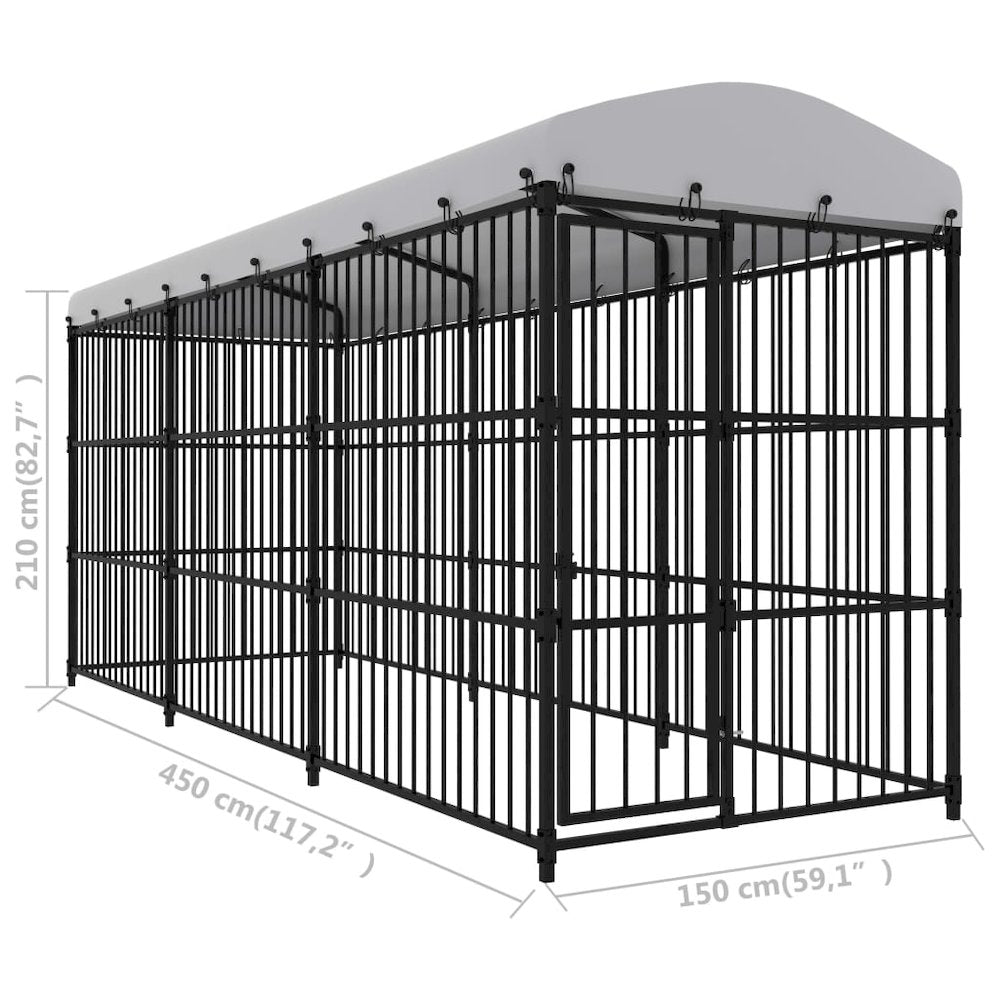 Dog Kennel Black And White Steel, Polyethylene Large Durable