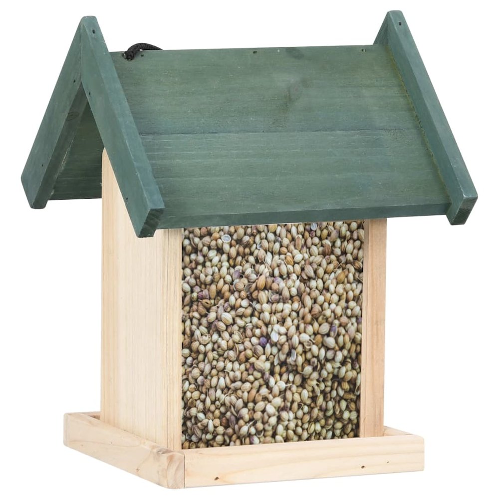 Bird Feeder Green, Natural Wood Firwood, Pvc Medium Portable