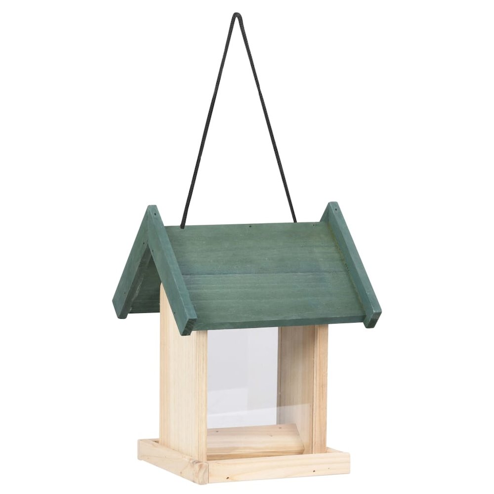 Bird Feeder Green, Natural Wood Firwood, Pvc Medium Portable