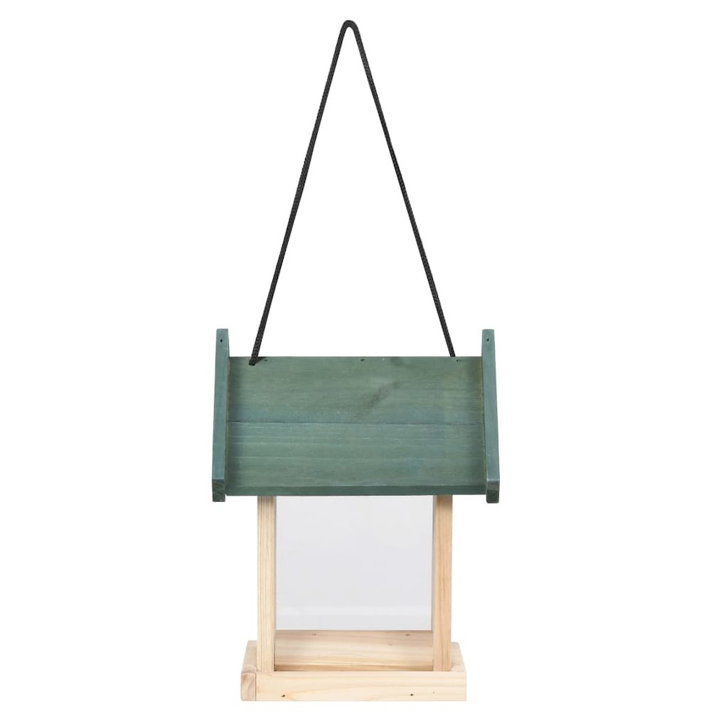 Bird Feeder Green, Natural Wood Firwood, Pvc Medium Portable