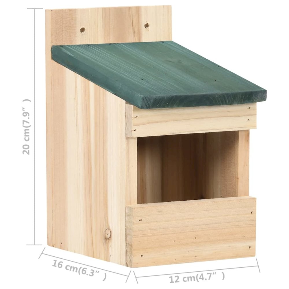 Birdhouse Set Of 4 Natural Wood, Green Firwood Small Sturdy