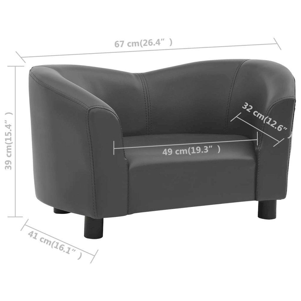 Dog Sofa Grey 100% Polyurethane, Solid Fir Wood
