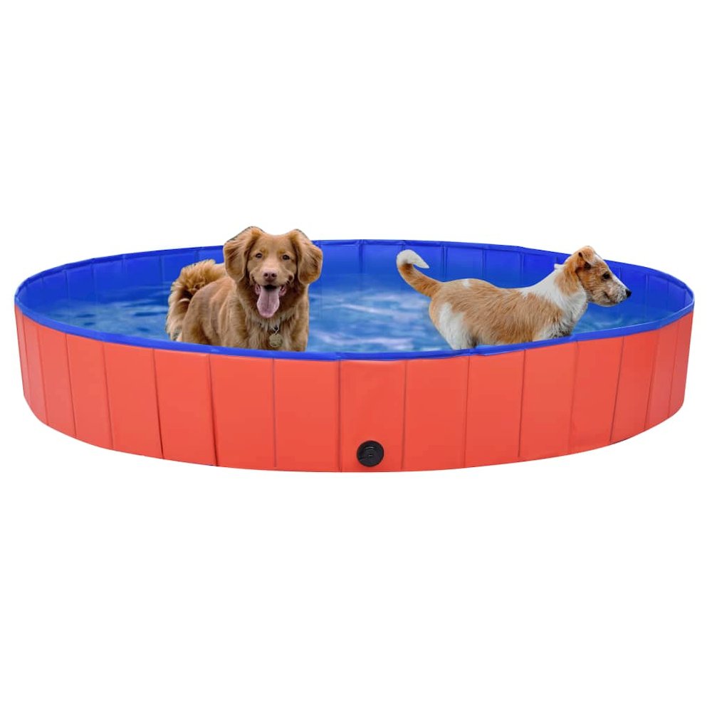 Dog Swimming Pool Red Pvc Extra Large Collapsible Circular
