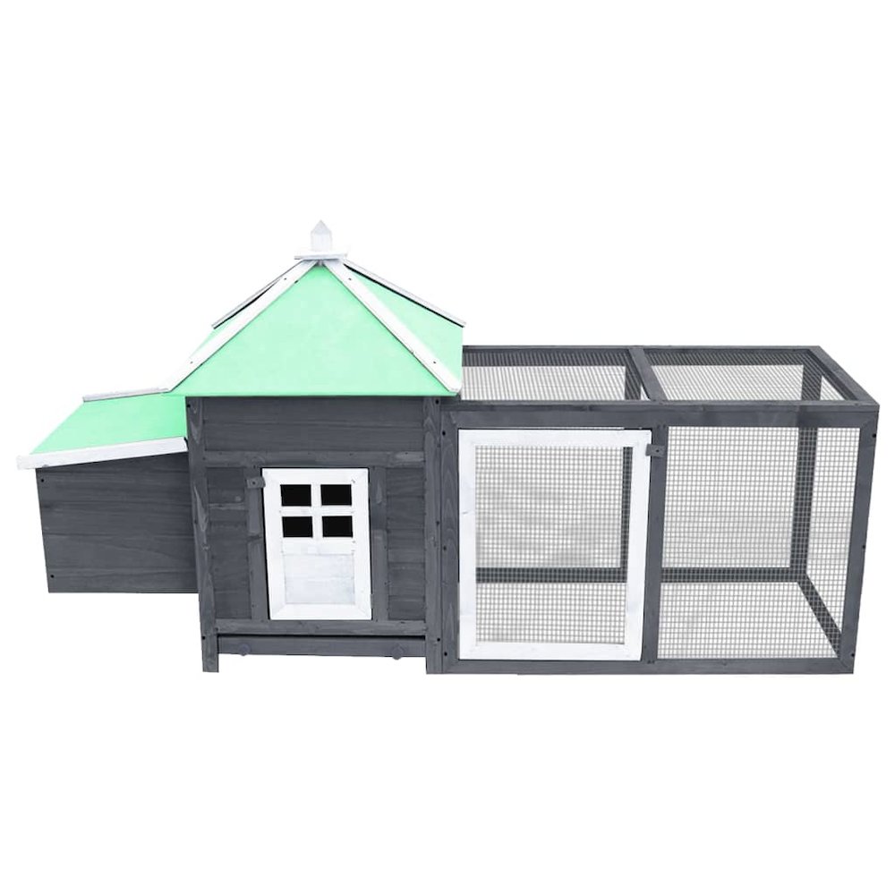 Chicken Coop Grey Solid firwood, plywood, galvanized steel Large