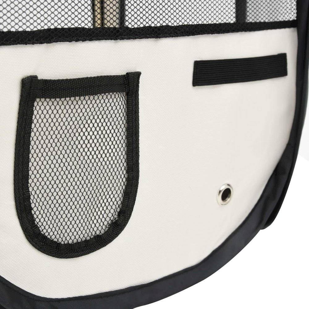 Dog Playpen Black And Cream Polyester, Steel 49.2W x 49.2D x 24H