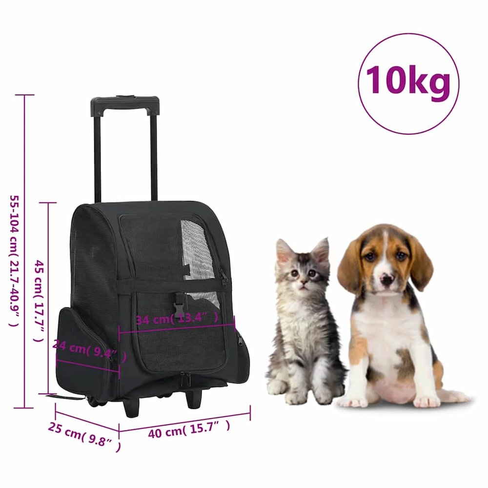 Pet Trolley Black Fabric, metal Small Foldable Pet Trolley